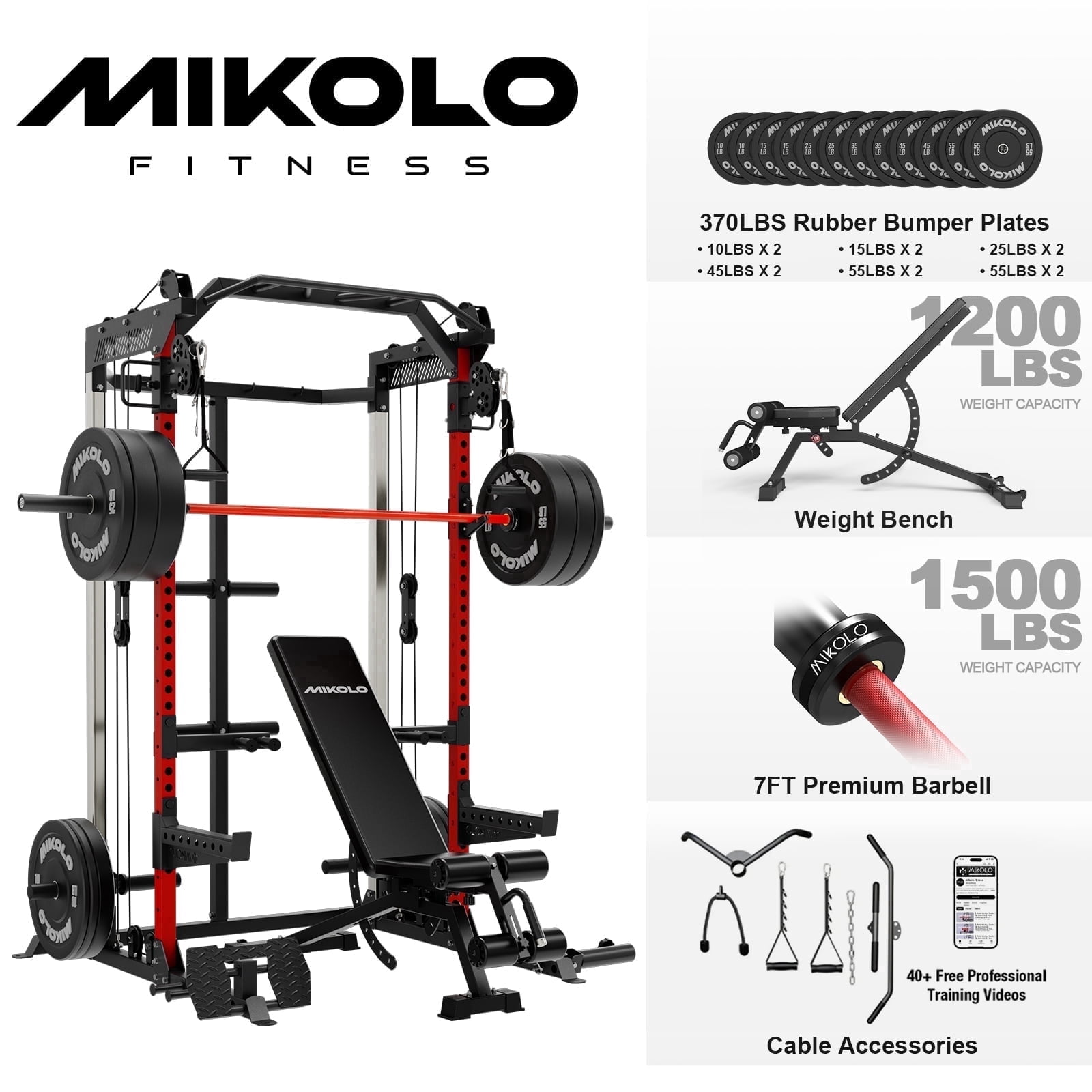 Power Cage - Red / Home Package (Black Plates-370LB)