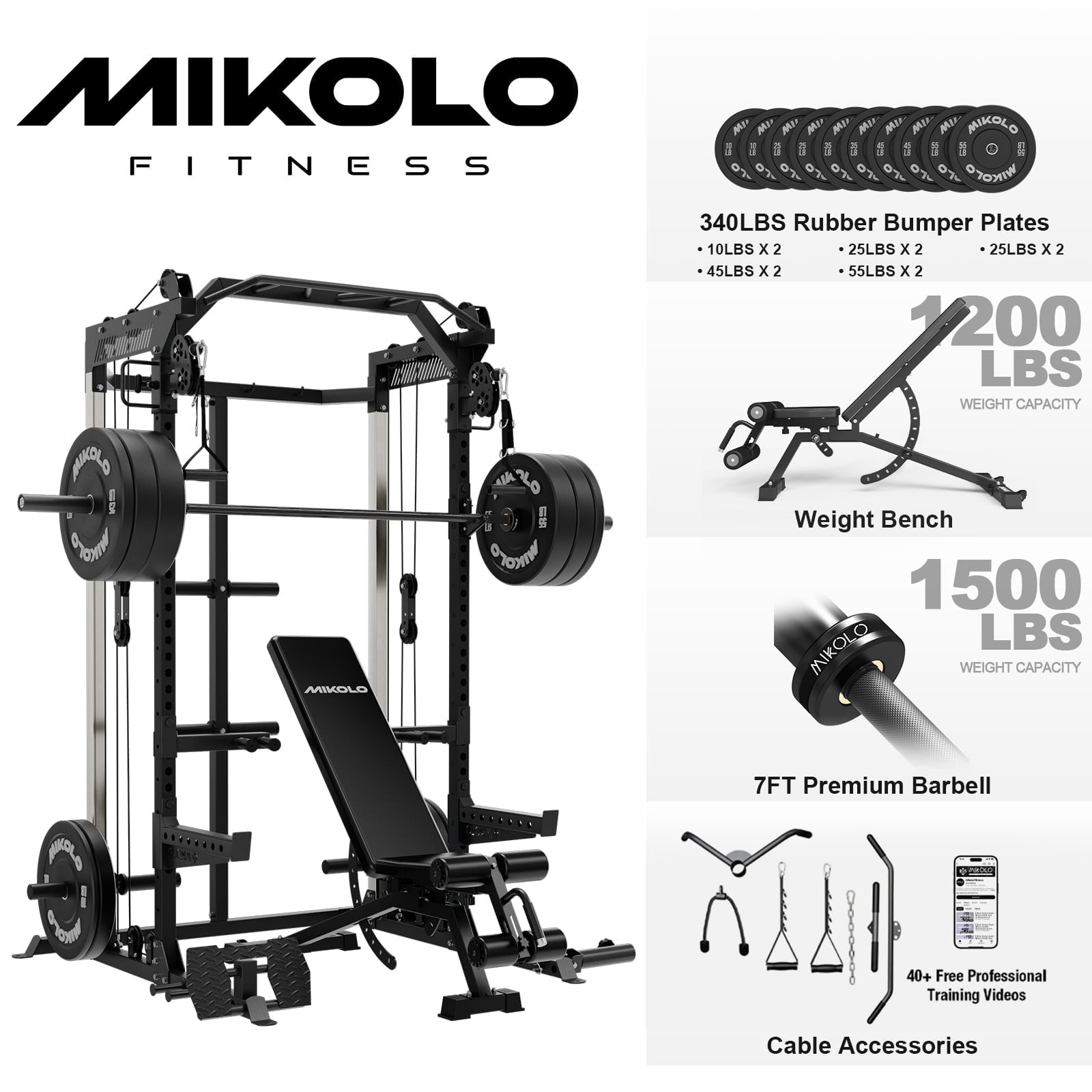 Power Cage - Black/Home Package (Black Plates-340LB)