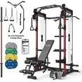 thumbnail image 1 of Mikolo Power Cage, Squat Rack with Dual Pulley Cable Crossover System, Multifunction Free Weight Home Gym Workout Machine with Attachments Red, 1 of 14