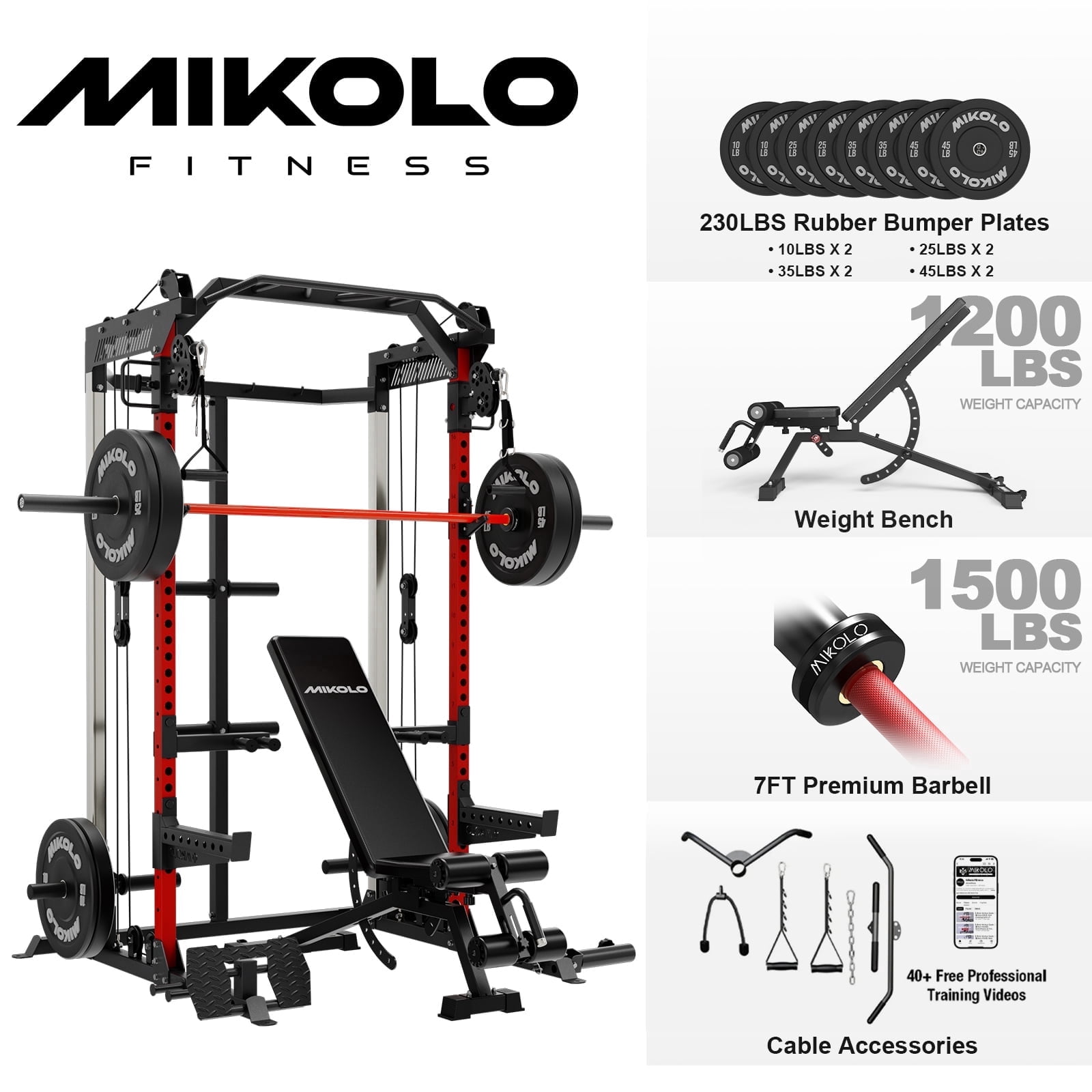Power Cage- Red / Home Package (Black Plates-230LB)