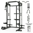thumbnail image 1 of Mikolo Power Rack Cage, Weight Rack with Dual Pulley Cable Crossover Machine,Multi-Function Squat Rack with J Hooks,Dip Bars and Landmine for Home Gym (Black), 1 of 10