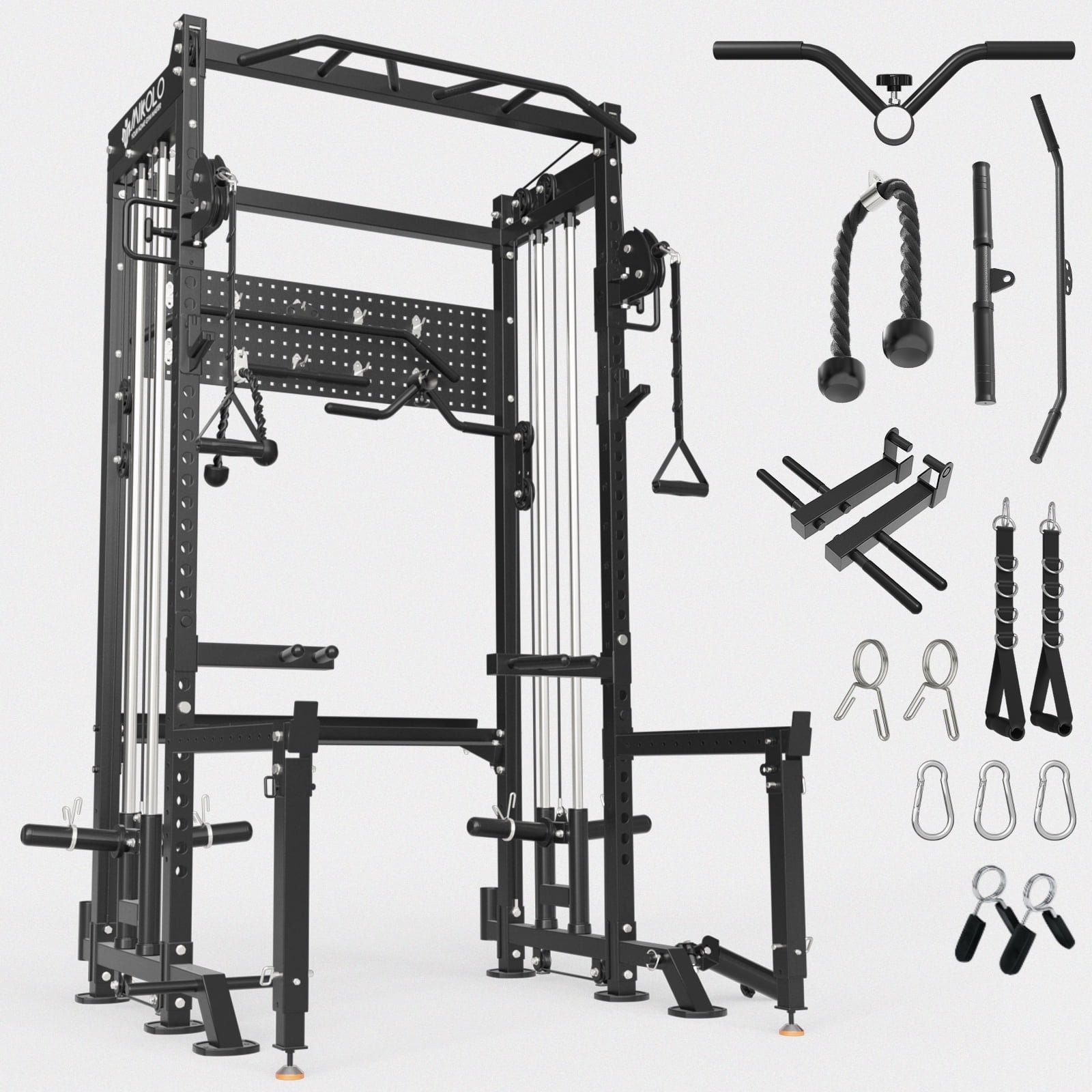 Walmart sales :  Mikolo Power Rack, 2000LB Capacity Power Cage with Dual Pulley Cable Crossover System, Multi-function Squat Rack For Home Gym
