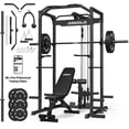 thumbnail image 1 of Mikolo Power Rack Cage, 1200LBS Weight Cage Home Gym with 800LB Capacity Adjustable Weight Bench, 1500LB Capacity Barbell and 100LB Weight Plate Set, Black, 1 of 19