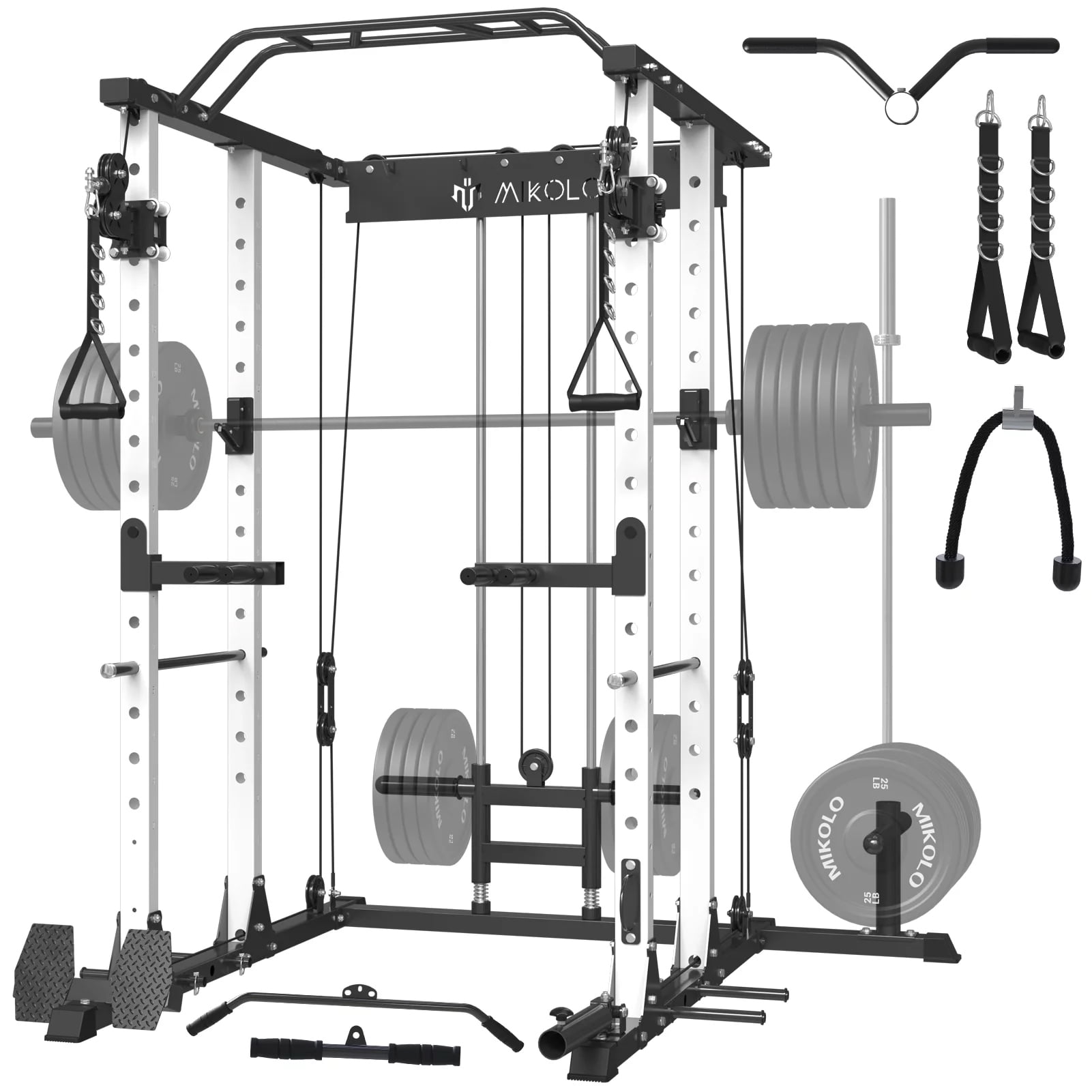 Mikolo Power Rack Cage, 1500 lbs Weight Rack with Cable Crossover