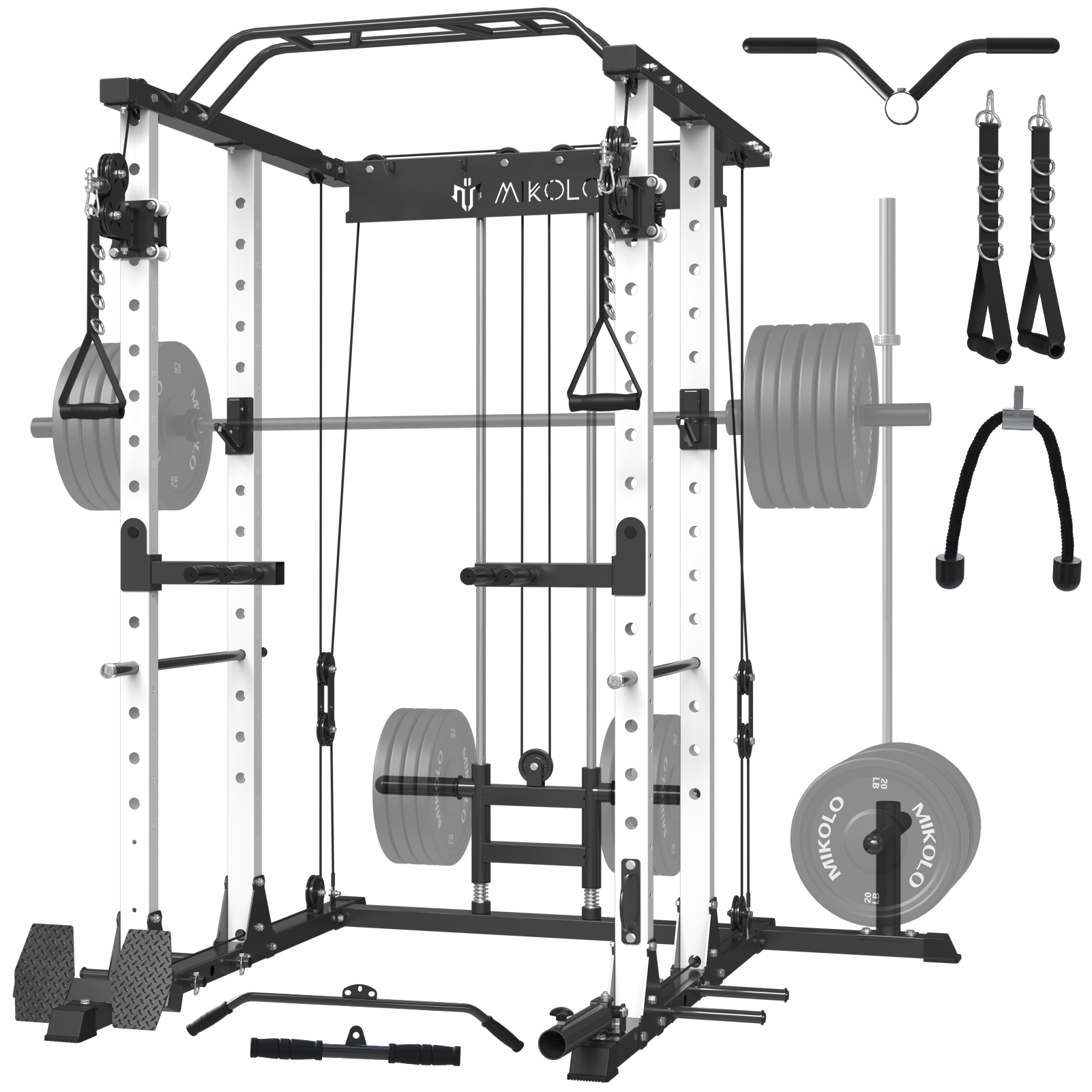 Mikolo Power Rack Cage, 1500 lbs Weight Rack with Cable Crossover