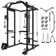 thumbnail image 1 of Mikolo Power Rack Cage, Weight Rack with Cable Crossover Machine,Multi-Function Squat Rack with J Hooks,Dip Bars and Landmine for Home Gym (Black) Aluminum Pulley, 1 of 10
