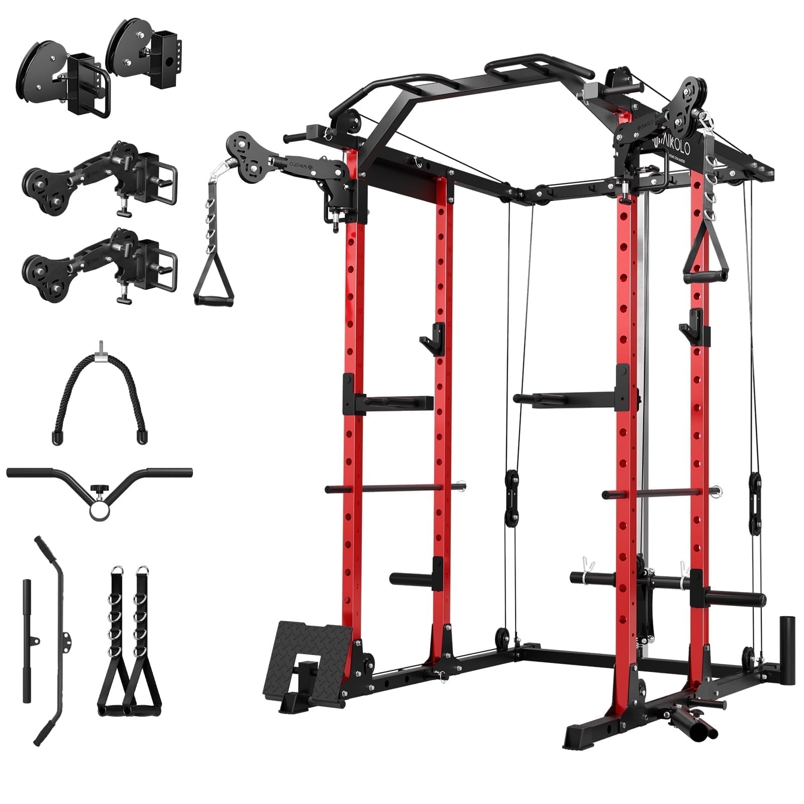 Mikolo Power Rack Cage, 1500 lbs Weight Rack with Cable Crossover ...