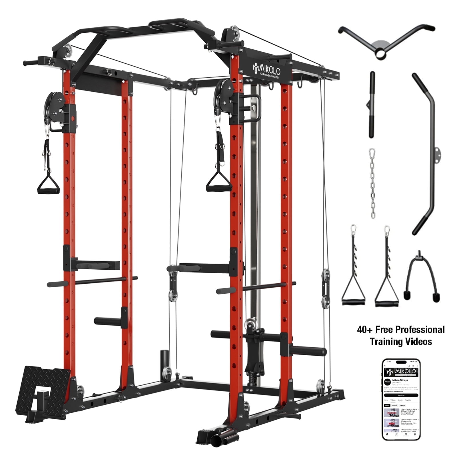 Mikolo Weight Cage With Cables Mikolo Power Rack Cage, 1500 Lbs