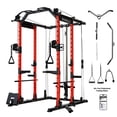 thumbnail image 1 of Mikolo Power Rack Cage, Weight Rack with Cable Crossover Machine,Multi-Function Squat Rack with J Hooks,Dip Bars and Landmine for Home Gym Red, 1 of 18