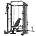 thumbnail image 1 of Mikolo Power Rack Cage, 1500LBS Weight Cage with 800LB Capacity Adjustable Weight Bench, Multi-Function Workout Rack Cage with Storage System, J-Hook, Band Peg, Battle Rope Ring Home Gym, 1 of 9
