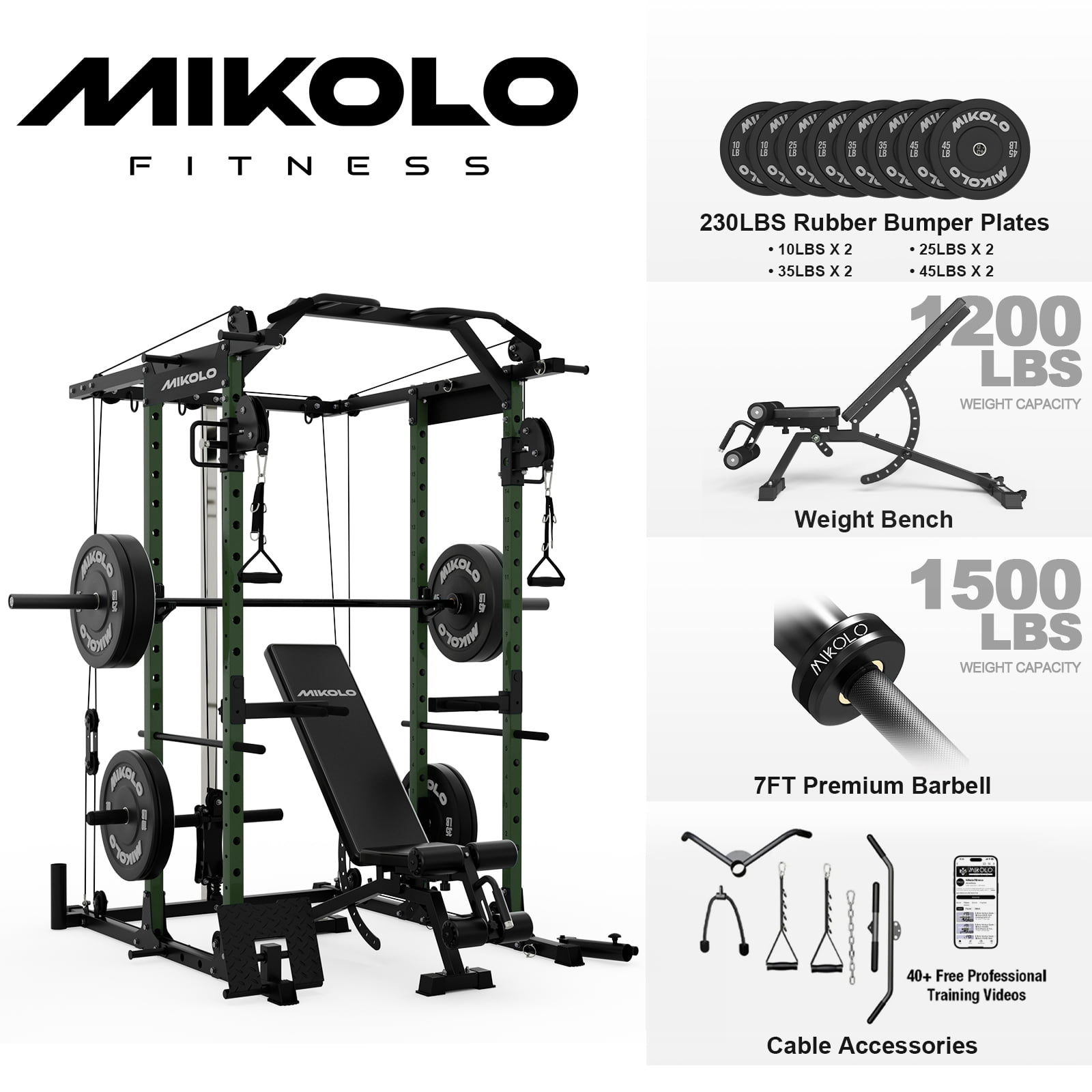 Green | Home Gym Package(230LB Black Plates)