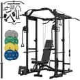 thumbnail image 1 of Mikolo Power Rack Cage, 1500LBS Weight Cage with 800LB Capacity Adjustable Weight Bench, 1500LB Capacity Barbell and 230LB Weight Plate set Black, 1 of 13