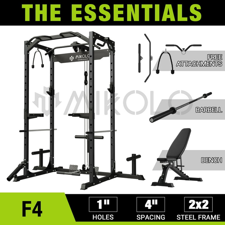 RitFit Power Cage with Lat Pulldown Power Rack with Pulley System