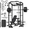 thumbnail image 1 of Mikolo Power Rack Cage with LAT Pulldown System,1200 lbs Capacity Power Rack with 800 lbs Capacity Weight Bench and 1500 lbs Capacity Barbell (260B Combo), 1 of 20