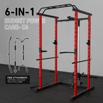 Mikolo Power Rack Cage with LAT Pulldown System,1200LBS Capacity Steel Workout Rack, Multi-Functional Squat Rack with 13-Level Adjustable Height and J-Hooks, Dip Bars, T-Bar, Gym Equipment (Upgraded)