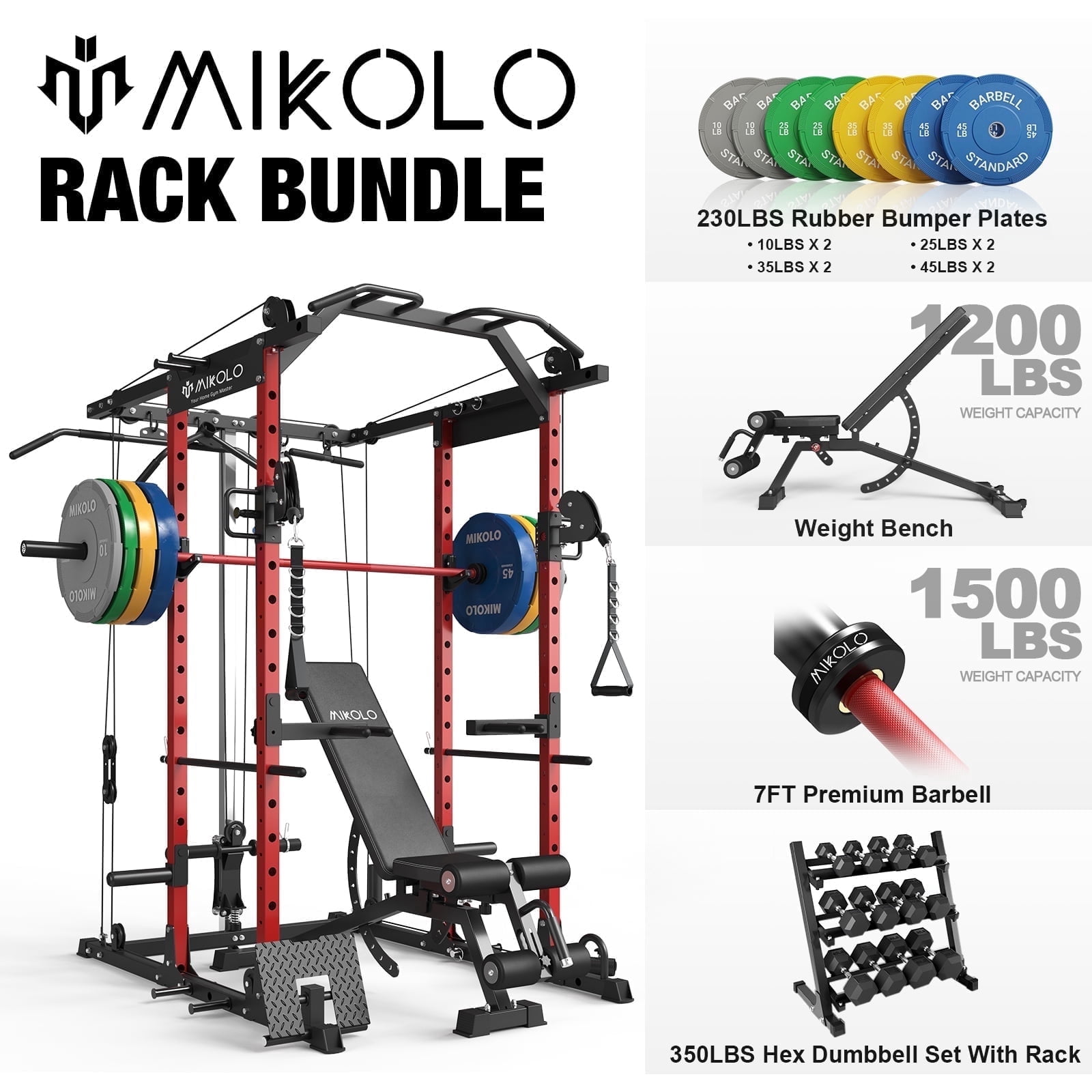 Power Cage - Red/Home Gym Package(Dumbbell Set)