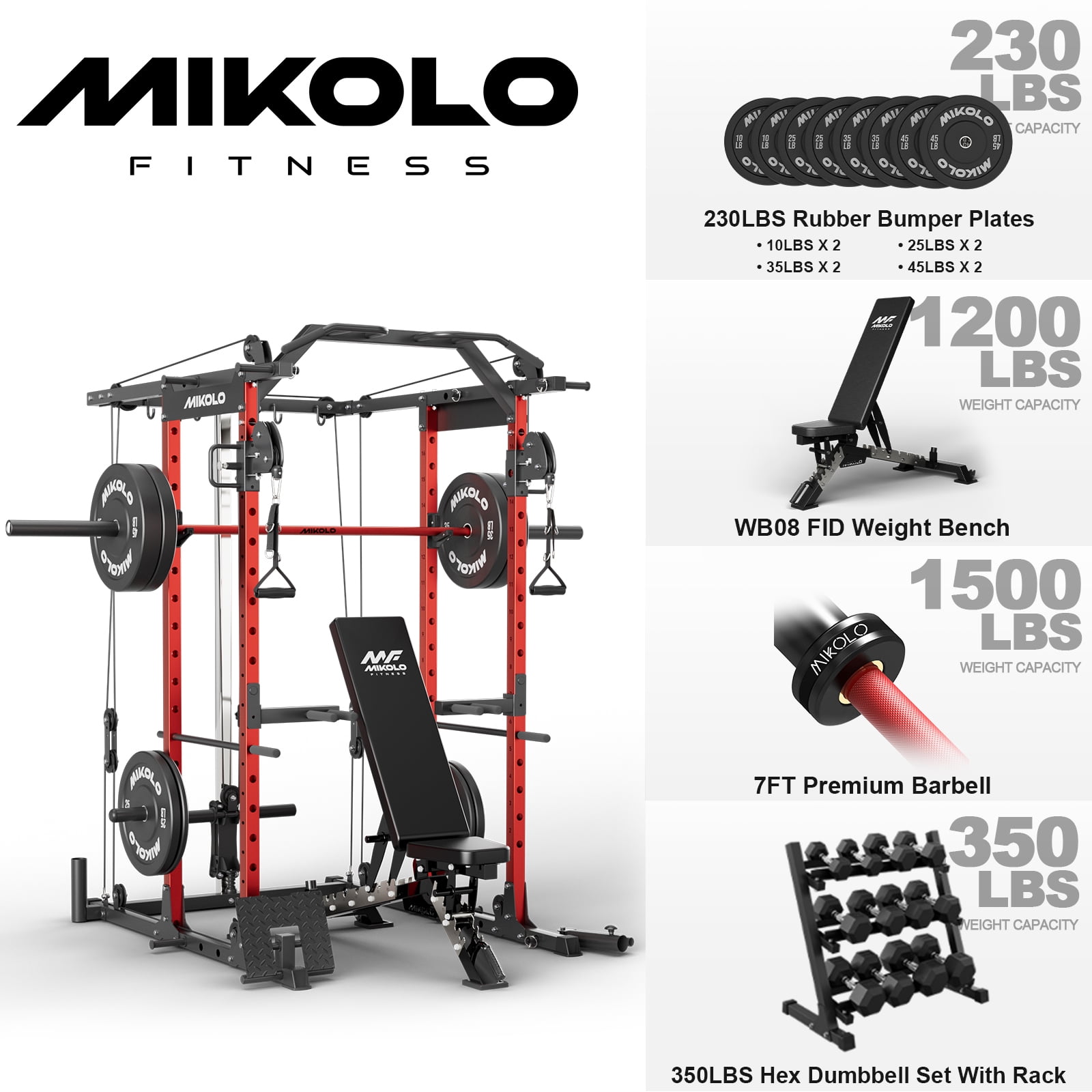 Power Cage - Red/Home Gym Package(Dumbbell Set)