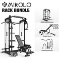 thumbnail image 1 of Mikolo Power Rack Cage, Weight Rack with Dual Pulley Cable Crossover Machine,Multi-Function Squat Rack with Weight Bench, Dip Bars and Landmine for Home Gym (Black), 1 of 12
