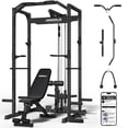 thumbnail image 1 of Mikolo Power Rack Cage with LAT Pulldown, 1200 lbs Capacity, Multifunctional, Black Bench, 1 of 15