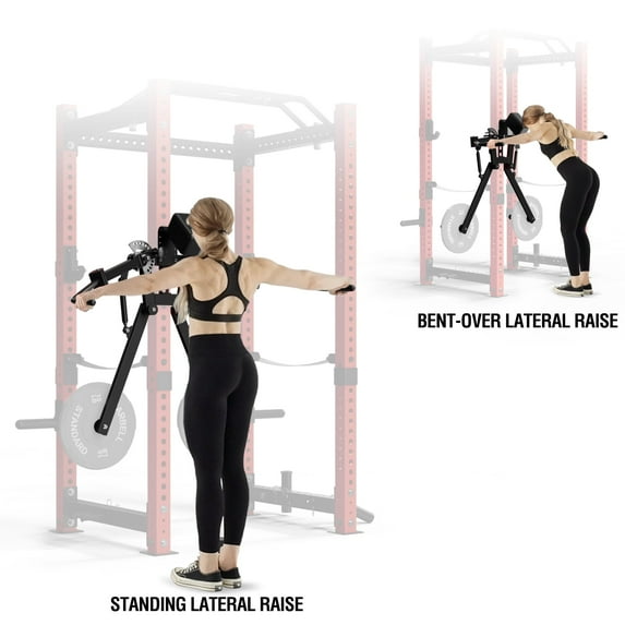 Mikolo Power Rack Lateral Raise Attachment, Compact Standing Lateral Raise Machine, 13 Adjustable Positions Shoulder Machine for 180LBS Weight Capacity