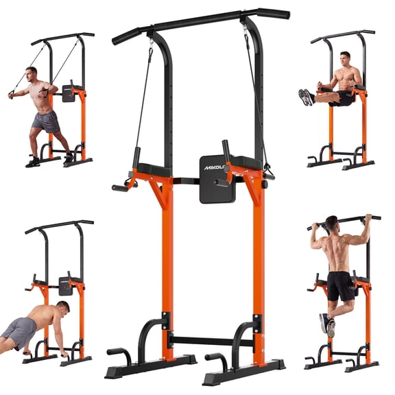 Mikolo Power Tower,Pull up Bar Dip Station Power Rack with Adjustable Backrest for Strength Training Workout Max Weight 440lbs