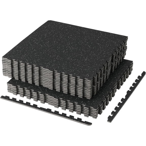 Mikolo Puzzle Exercise Mats, 0.56" Thick 48 Sqft 12pcs Rubber Top High Density EVA Foam Home Gym Floor Mats