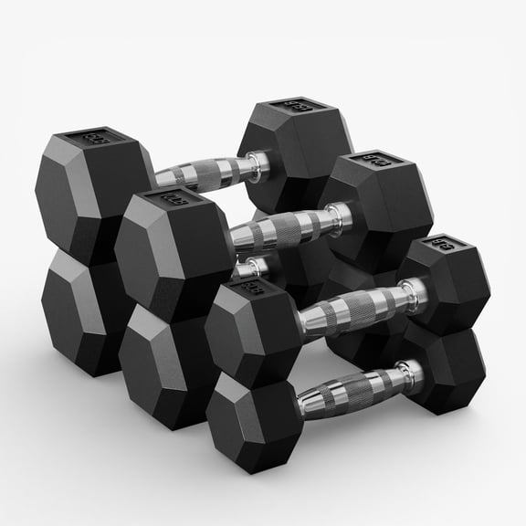 Mikolo Rubber Hex Dumbbell Set, Option in 60lbs, Strength Training Weight Set Home Gym