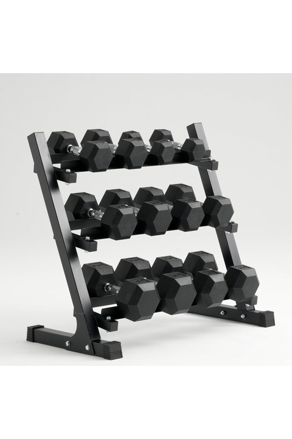 Rubber Hex Dumbbell Set with Racks, Option in 350lbs, Strength Training Weight Set Home Gym