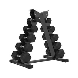 Lifeline pro round rubber dumbbell set with rack sale