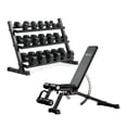 thumbnail image 1 of Mikolo Rubber Hex Dumbbell Set with Racks and FID Weighted Bench, Options in 450lbs, Strength Training Weight Set Home Gym, 1 of 15