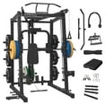 thumbnail image 1 of Mikolo Smith Machine, 2000LBS Power Cage Squat Rack with Smith Bar, Chest Fly Machine with Two LAT Pull-Down Systems, Cable Crossover Machine and More Cable Attachment for Home gym, 1 of 13