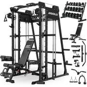 Mikolo M11 Smith Machine with Weight Bench, 450LBS Dumbbell Set with Racks, 2200lbs Squat Rack with LAT-Pull Down System & Cable Crossover Machine