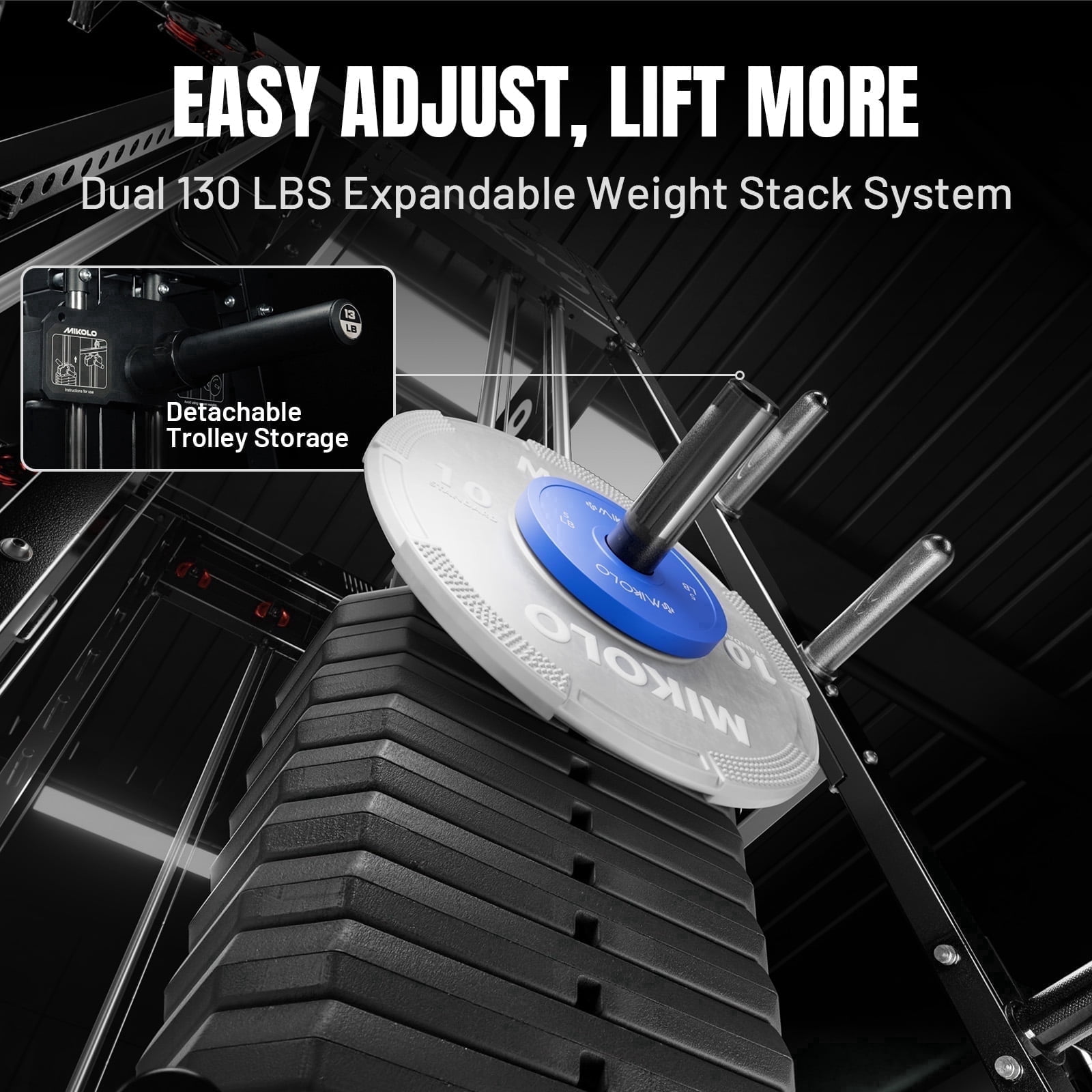 260 LBS Weight Stack Set & 18 PCS Aluminum Pulley (only fit M11 smith machine)