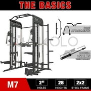 Mikolo Smith Machine, All-in-One Power Rack Cage with Adjustable Cable Crossover, Vertical Leg Press and Smith Bar with 1500 lbs Capacity Barbell Combo