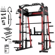 Mikolo M11 Smith Machine, All-in-One Power Rack Cage with Adjustable Cable Crossover, Vertical Leg Press and Smith Bar with 1500 lbs Capacity Barbell Combo