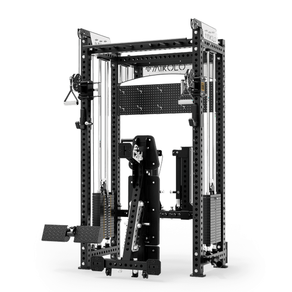 MIKOLO ANUBIS Power Cage, All-in-One Power Rack Cage with Weight Stack, 2000LBS Power Cage Squat Rack, Dual Pulley Cable Crossover System for Home Gym with Weight Bench