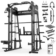 Mikolo M4 Pro Smith Machine Home Gym, 2200LBS Power Rack with Functional Trainer, Cable Crossover, LAT Pulldown, Low Row, Landmine and Plate Storage for Full Body Strength Training
