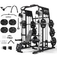 thumbnail image 1 of Mikolo M4 All-In-One Smith Machine Home Gym Package, 2200 lbs Power Rack Cage with Cable Crossover, 360° Landmine, Barbell Holders and Other Attachments, Total Body Strength Training Cage, 1 of 14