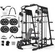 Mikolo M4 All-In-One Smith Machine Home Gym Package, 2200 lbs Power Rack Cage with Cable Crossover, 360  Landmine, Barbell Holders and Other Attachments, Total Body Strength Training Cage