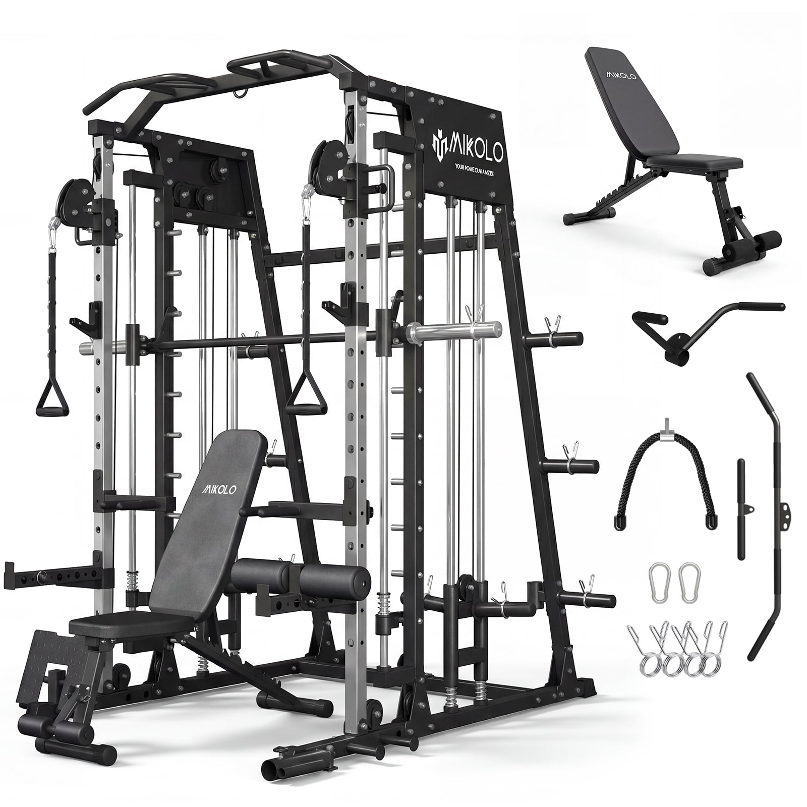 Mikolo Smith Machine, 2000 lbs Squat Rack, Red Training Equipment