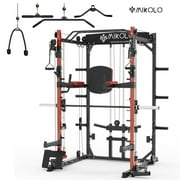 Mikolo Smith Machine, 2000lbs Squat Rack with 800 lb Capacity Red , Training Equipment with LAT-Pull Down System & Cable Crossover Machine