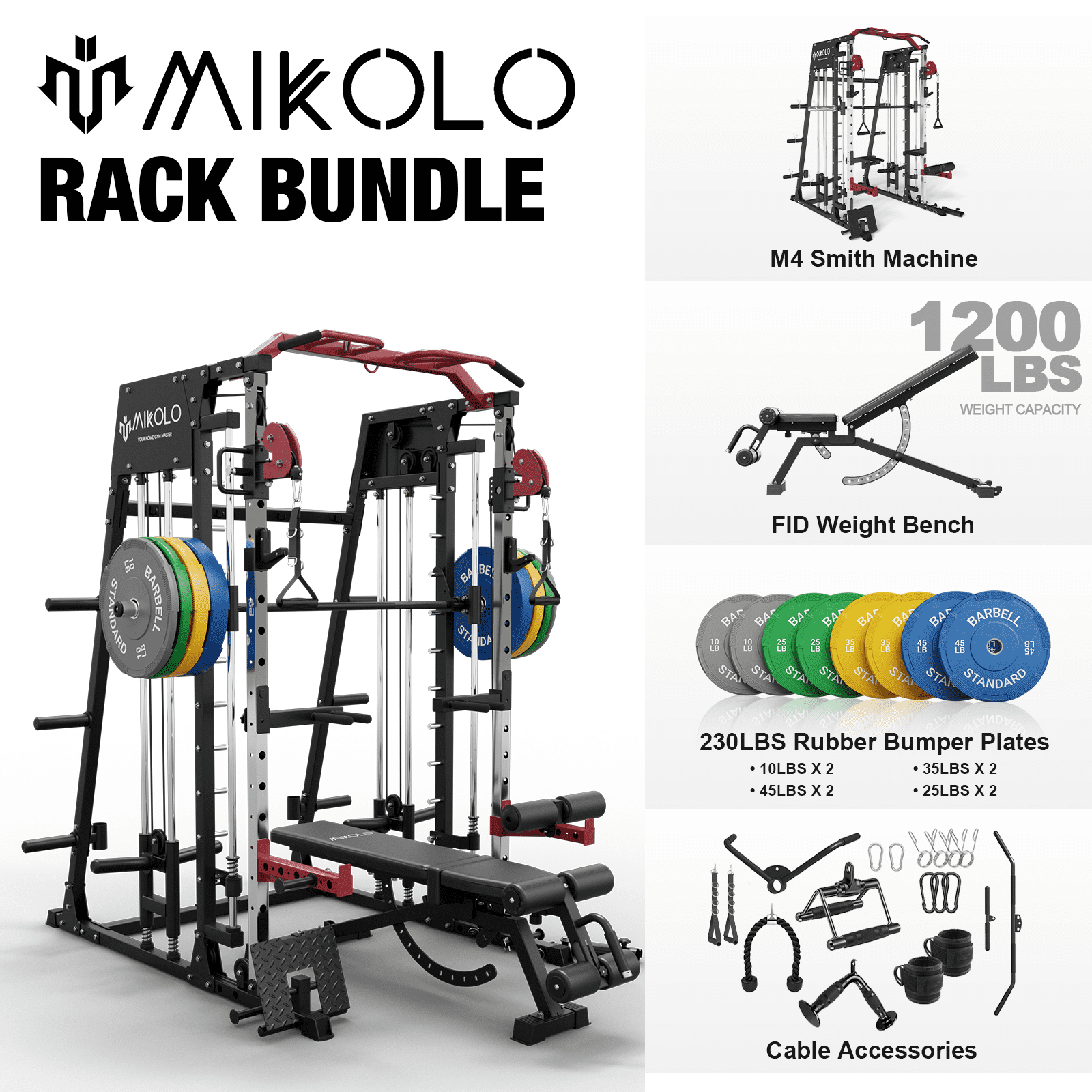 Mikolo Home Gym Smith Machine with Cable Crossover Oman Ubuy