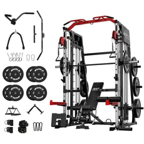 Mikolo Smith Machine Home Gym, 2200 lbs Power Rack Cage with Cable Crossover, Power Rack with 1300LB Capacity Adjustable Weight Bench and 230 lbs Weight Plate, Total Body Strength Training Equipment