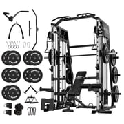 Mikolo Smith Machine Home Gym, 2200 lbs Power Rack Cage with Cable Crossover, Power Rack with 1200LB Capacity Adjustable Weight Bench and 260 lbs Weight Plate, Total Body Strength Training Equipment