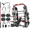 thumbnail image 1 of Mikolo Smith Machine Home Gym, 2200 lbs Power Rack Cage with Cable Crossover, Power Rack with Adjustable Weight Bench and 230 lbs Weight Plate, Total Body Strength Training Equipment, 1 of 14