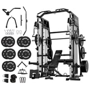Mikolo Smith Machine Home Gym, 2200 lbs Power Rack Cage with Cable Crossover, Power Rack with 1200LB Capacity Adjustable Weight Bench and 340 lbs Weight Plate, Total Body Strength Training Equipment