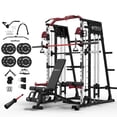 thumbnail image 1 of Mikolo Smith Machine Home Gym, 2200 lbs Power Rack Cage with Cable Crossover, Power Rack with 1200LB Capacity Adjustable Weight Bench and 230 lbs Weight Plate, Total Body Strength Training Equipment, 1 of 13