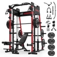 thumbnail image 1 of Mikolo M11 Smith Machine, Complete Starter Home Gym Package, 2200 lbs Power Rack with 230LBS Plates and Weight Bench, Total Body Strength Training Cage, 1 of 15