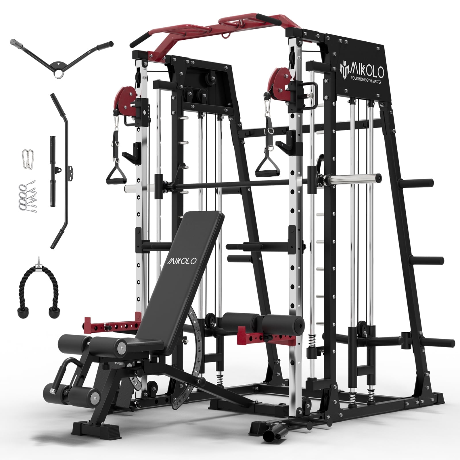 Mikolo Smith Machine Home Gym, 2200 lbs Power Rack, 800LB Capacity