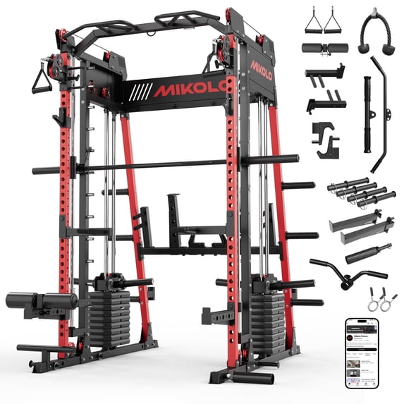 Mikolo M11 Elite Smith Machine Home Gym, 2200LBS Power Rack with Cable Crossover, Functional Trainer with Dual 130 Weight Stacks, for Full Body Strength Training